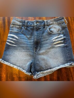 Kendall & Kylie Blue Denim High-Rise Frayed Hem Shorts